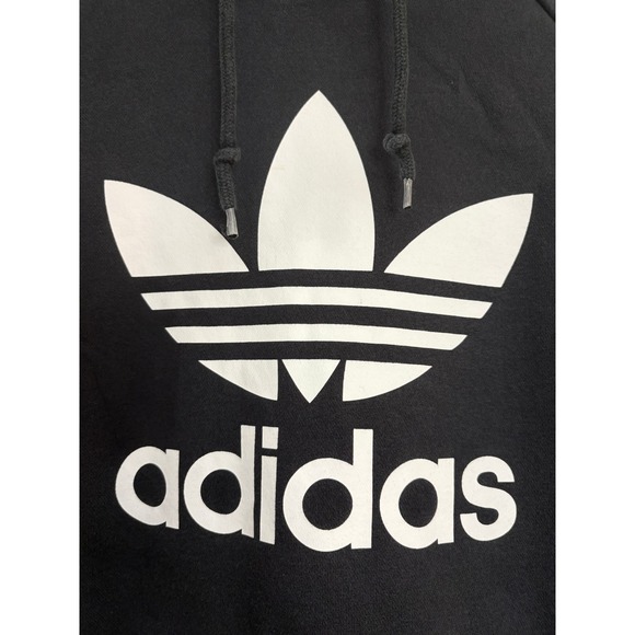Adidas Trefoil Logo Hoodie XL Black Pullover Sweatshirt - Picture 2 of 8